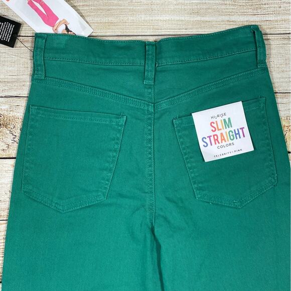 NEW Celebrity Pink Green Slim Straight Ripped Knee Denim Jeans Juniors Size 5/27 - Picture 4 of 11